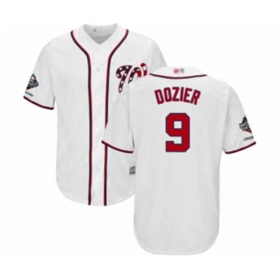 Youth Washington Nationals 9 Brian Dozier Authentic White Home Cool Base 2019 World Series Champions Baseball Jersey