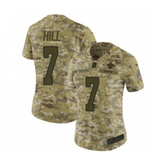 Women's Nike New Orleans Saints 7 Taysom Hill Limited Camo 2018 Salute to Service NFL Jersey