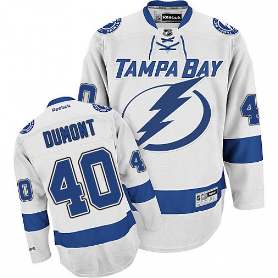 Women's Reebok Tampa Bay Lightning 40 Gabriel Dumont Authentic White Away NHL Jersey