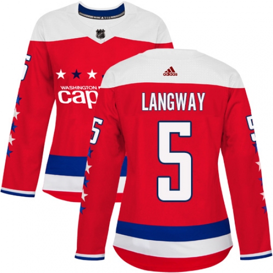 Women's Adidas Washington Capitals 5 Rod Langway Authentic Red Alternate NHL Jersey