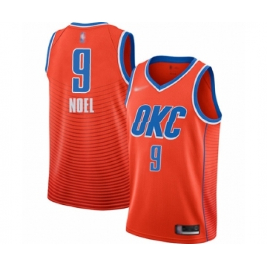 Men's Oklahoma City Thunder 9 Nerlens Noel Authentic Orange Finished Basketball Jersey - Statement Edition