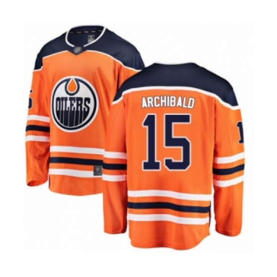 Youth Edmonton Oilers 15 Josh Archibald Authentic Orange Home Fanatics Branded Breakaway Hockey Jersey