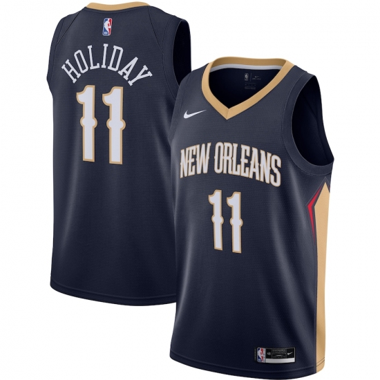 Men's New Orleans Pelicans 11 Jrue Holiday Nike Navy 2020-21 Swingman Jersey