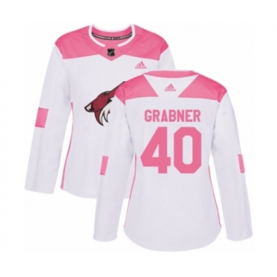 Women's Adidas Arizona Coyotes 40 Michael Grabner Authentic WhitePink Fashion NHL Jersey