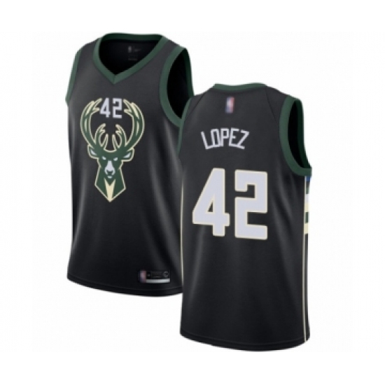 Youth Milwaukee Bucks 42 Robin Lopez Swingman Black Basketball Jersey - Statement Edition