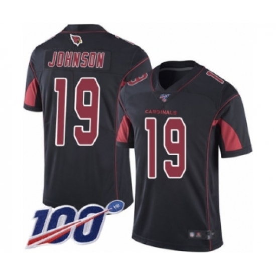 Men's Arizona Cardinals 19 KeeSean Johnson Limited Black Rush Vapor Untouchable 100th Season Football Jersey