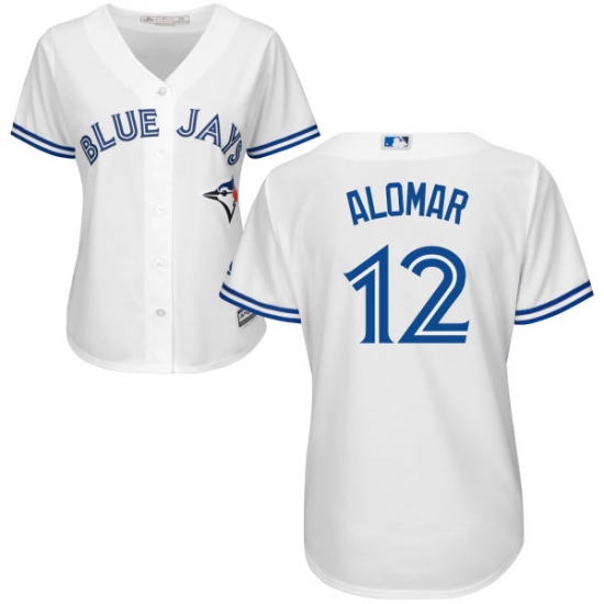 Women's Majestic Toronto Blue Jays 12 Roberto Alomar Replica White Home MLB Jersey