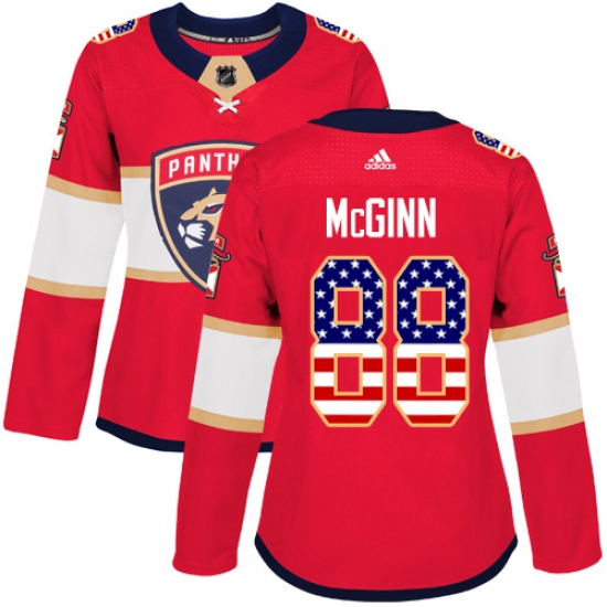 Women's Adidas Florida Panthers 88 Jamie McGinn Authentic Red USA Flag Fashion NHL Jersey