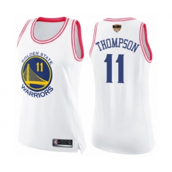 Women's Golden State Warriors 11 Klay Thompson Swingman WhitePink Fashion 2019 Basketball Finals Bound Basketball Jersey