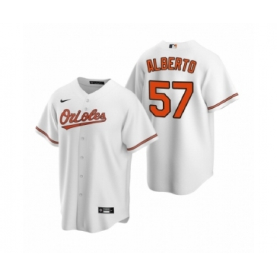 Men's Baltimore Orioles 57 Hanser Alberto Nike White 2020 Replica Home Jersey