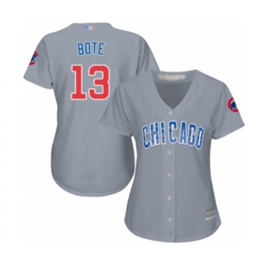 Women's Chicago Cubs 13 David Bote Authentic Grey Road Cool Base Baseball Player Jersey