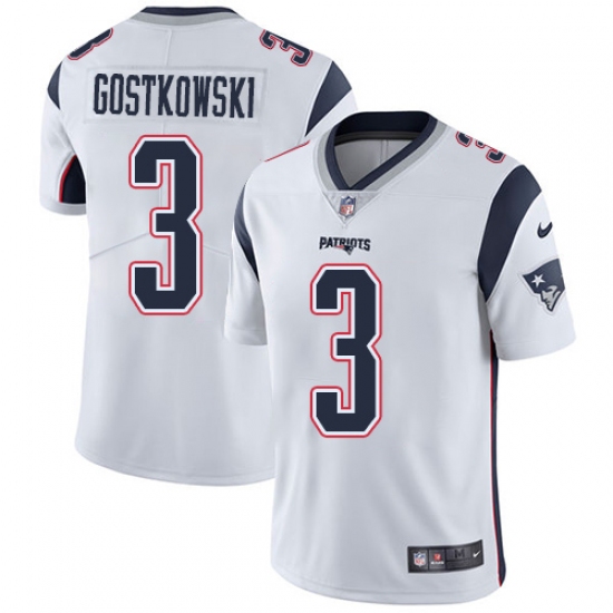 Youth Nike New England Patriots 3 Stephen Gostkowski White Vapor Untouchable Limited Player NFL Jersey