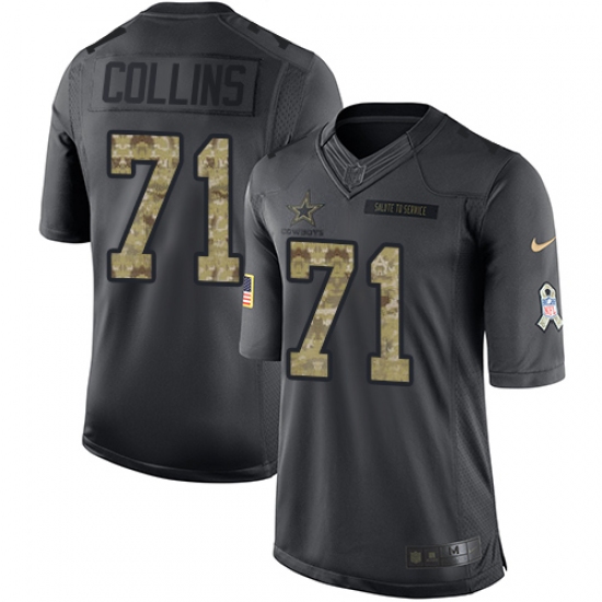 Youth Nike Dallas Cowboys 71 La'el Collins Limited Black 2016 Salute to Service NFL Jersey