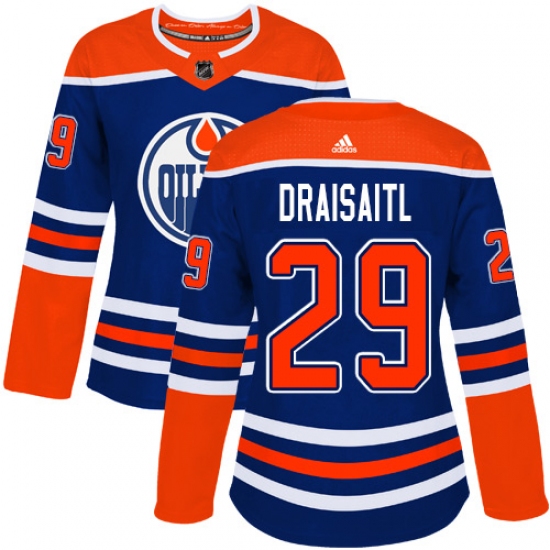 Women's Adidas Edmonton Oilers 29 Leon Draisaitl Authentic Royal Blue Alternate NHL Jersey