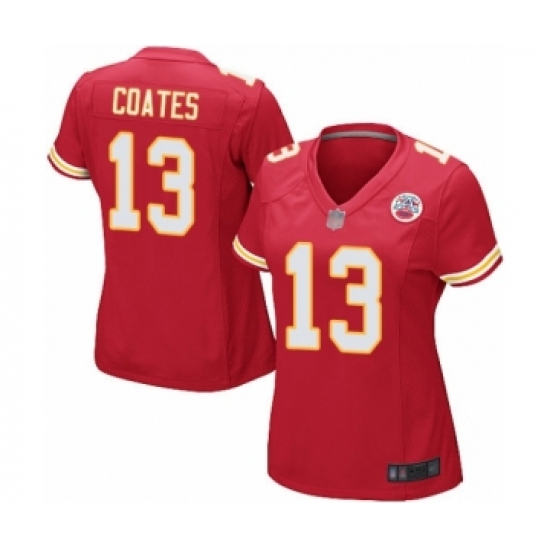 Women's Kansas City Chiefs 13 Sammie Coates Game Red Team Color Football Jersey