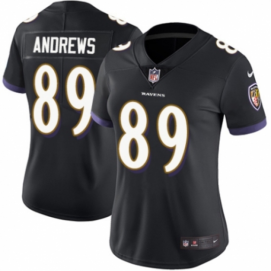 Women's Nike Baltimore Ravens 89 Mark Andrews Black Alternate Vapor Untouchable Limited Player NFL Jersey