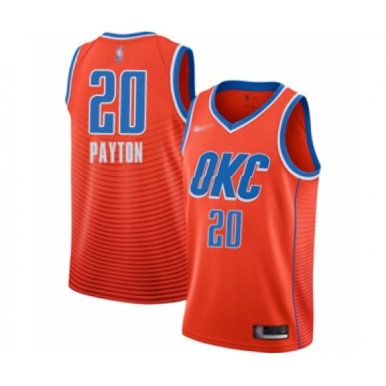 Men's Oklahoma City Thunder 20 Gary Payton Authentic Orange Finished Basketball Jersey - Statement Edition