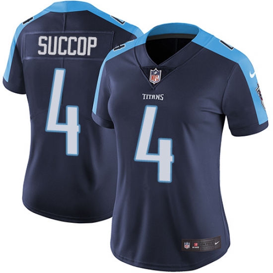 Women's Nike Tennessee Titans 4 Ryan Succop Navy Blue Alternate Vapor Untouchable Limited Player NFL Jersey