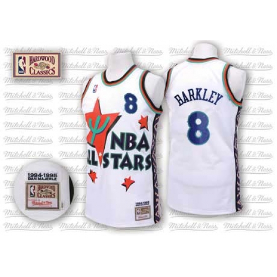 Men's Adidas Phoenix Suns 8 Charles Barkley Swingman White 1995 All Star Throwback NBA Jersey