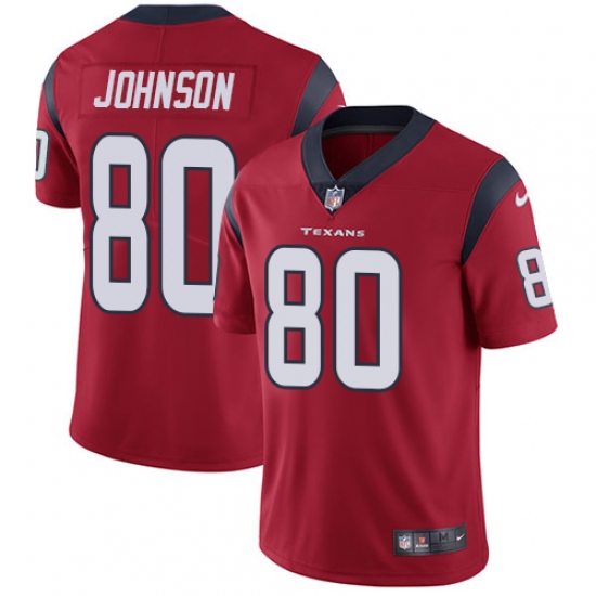 Men's Nike Houston Texans 80 Andre Johnson Limited Red Alternate Vapor Untouchable NFL Jersey