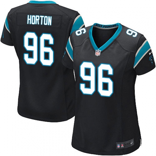 Women's Nike Carolina Panthers 96 Wes Horton Game Black Team Color NFL Jersey