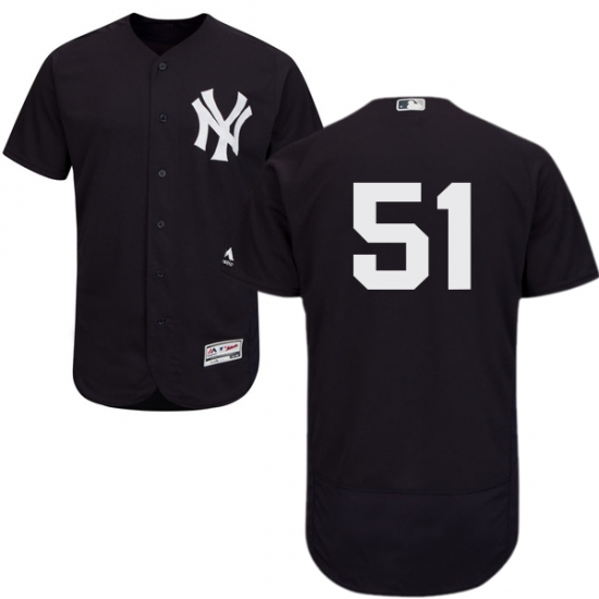 Men's Majestic New York Yankees 51 Bernie Williams Navy Blue Alternate Flex Base Authentic Collection MLB Jersey