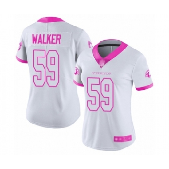 Women's Arizona Cardinals 59 Joe Walker Limited White Pink Rush Fashion Football Jersey