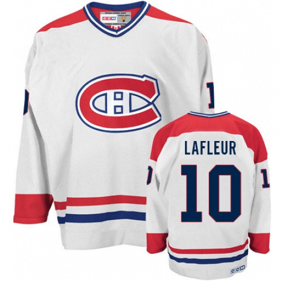 Men's CCM Montreal Canadiens 10 Guy Lafleur Authentic White CH Throwback NHL Jersey