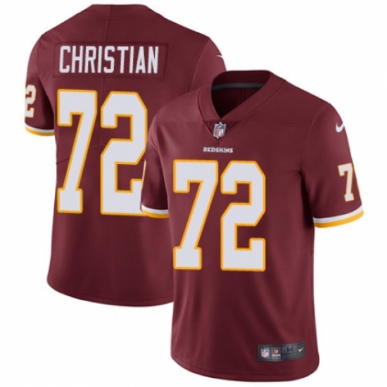 Youth Nike Washington Redskins 72 Geron Christian Burgundy Red Team Color Vapor Untouchable Elite Player NFL Jersey