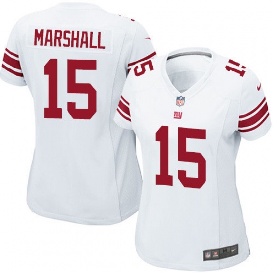 Women's Nike New York Giants 15 Brandon Marshall Game White NFL Jersey