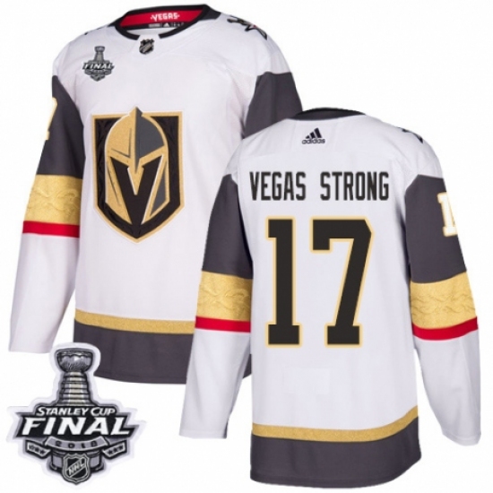 Youth Adidas Vegas Golden Knights 17 Vegas Strong Authentic White Away 2018 Stanley Cup Final NHL Jersey