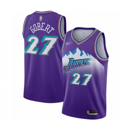 Men's Utah Jazz 27 Rudy Gobert Authentic Purple Hardwood Classics Basketball Jersey