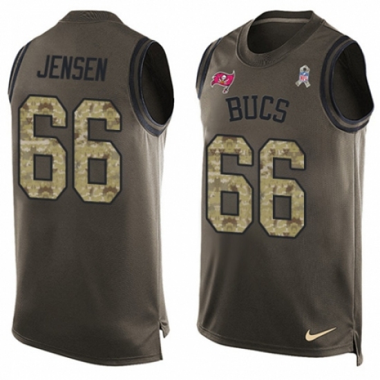 Men's Nike Tampa Bay Buccaneers 66 Ryan Jensen Limited Green Salute to Service Tank Top NFL Jersey