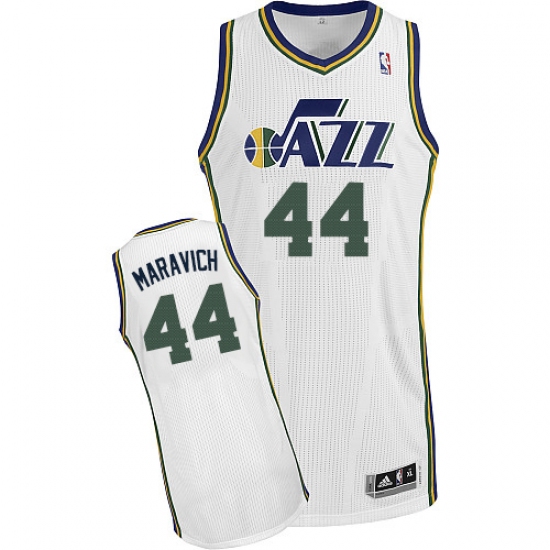 Men's Adidas Utah Jazz 44 Pete Maravich Authentic White Home NBA Jersey