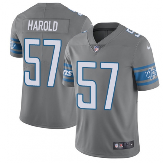 Men's Nike Detroit Lions 57 Eli Harold Limited Steel Rush Vapor Untouchable NFL Jersey