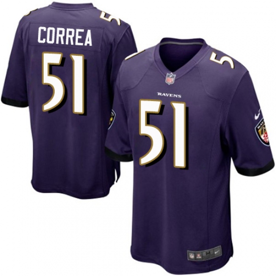 Men's Nike Baltimore Ravens 51 Kamalei Correa Game Purple Team Color NFL Jersey