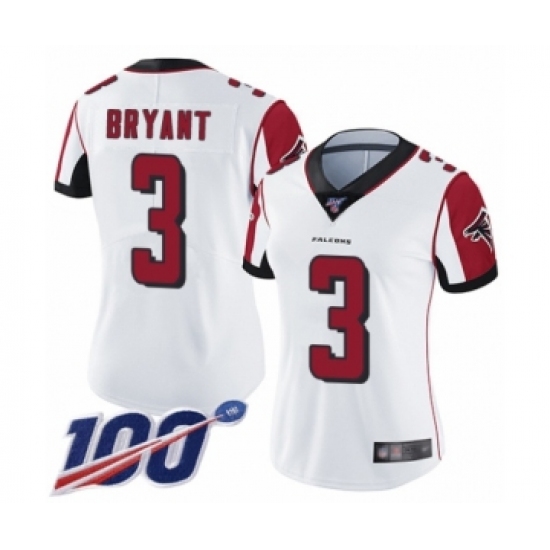 Women's Atlanta Falcons 3 Matt Bryant White Vapor Untouchable Limited Player 100th Season Football Jersey