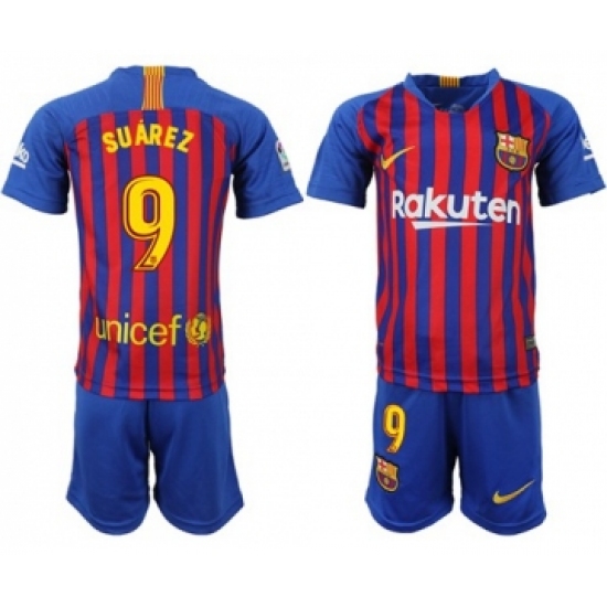 Barcelona 9 Suarez Home Kid Soccer Club Jersey