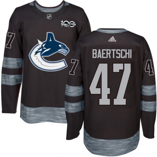 Men's Adidas Vancouver Canucks 47 Sven Baertschi Authentic Black 1917-2017 100th Anniversary NHL Jersey