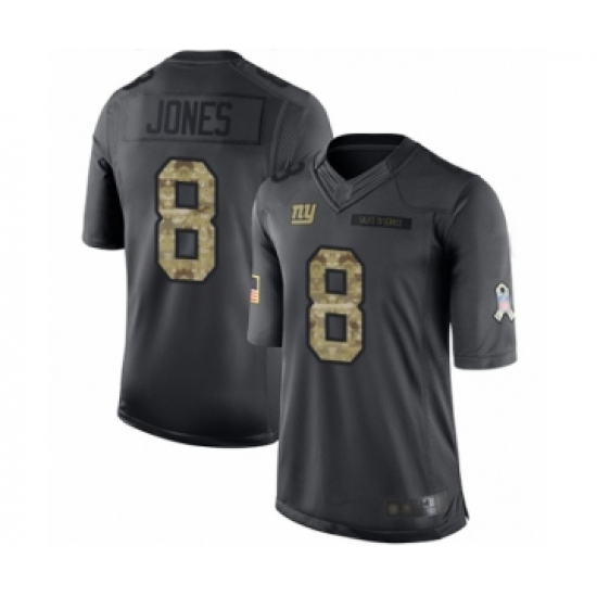 Men's New York Giants 8 Daniel Jones Limited Black 2016 Salute to Service Football Jersey