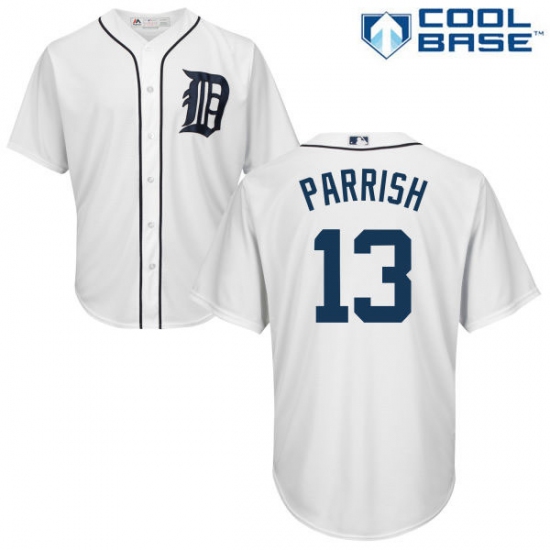 Men's Majestic Detroit Tigers 13 Lance Parrish Replica White Home Cool Base MLB Jersey