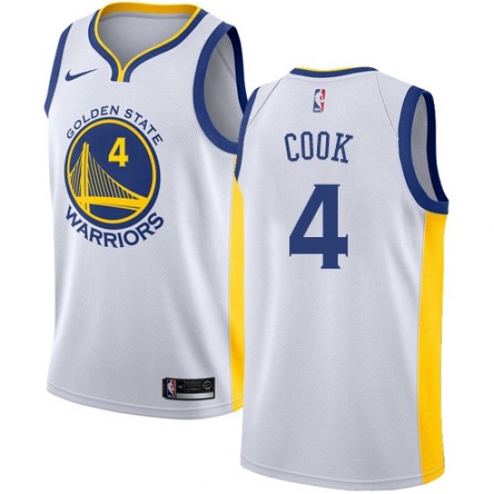 Women's Nike Golden State Warriors 4 Quinn Cook Swingman White NBA Jersey - Association Edition