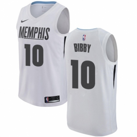 Men's Nike Memphis Grizzlies 10 Mike Bibby Authentic White NBA Jersey - City Edition