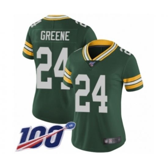 Women's Green Bay Packers 24 Raven Greene Green Team Color Vapor Untouchable Limited Player 100th Season Football Jersey