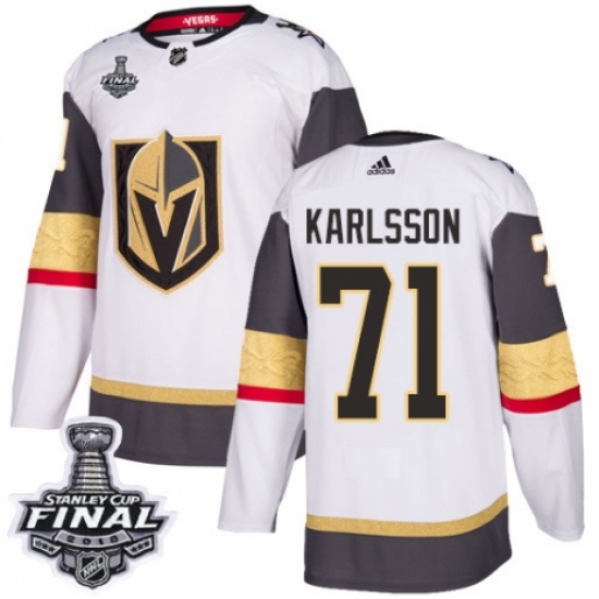 Women's Adidas Vegas Golden Knights 71 William Karlsson Authentic White Away 2018 Stanley Cup Final NHL Jersey