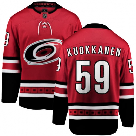 Men's Carolina Hurricanes 59 Janne Kuokkanen Fanatics Branded Red Home Breakaway NHL Jersey