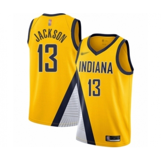 Women's Indiana Pacers 13 Mark Jackson Swingman Gold Finished Basketball Jersey - Statement Edition