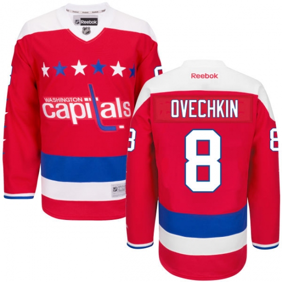 Women's Reebok Washington Capitals 8 Alex Ovechkin Premier Red Third NHL Jerseys