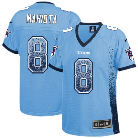 Women's Nike Tennessee Titans 8 Marcus Mariota Elite Light Blue Drift Fashion NFL Jersey