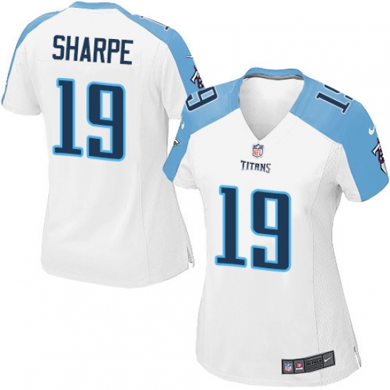 Women's Nike Tennessee Titans 19 Tajae Sharpe Game White NFL Jersey